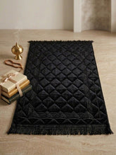 Royal Cream Embossed Velvet Prayer Mat (Janamaz)