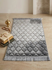Royal Cream Embossed Velvet Prayer Mat (Janamaz)