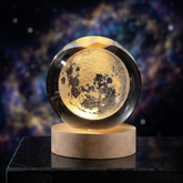 3D Galaxy Crystal Ball Lamp with Wooden LED Base