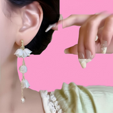 Pearl Korean Flower Earrings for Women