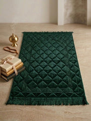 Royal Cream Embossed Velvet Prayer Mat (Janamaz)