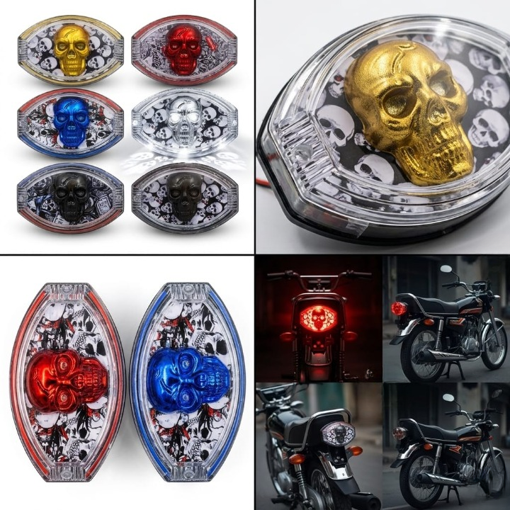 Universal 125cc Motorcycle LED Skull Tail Light