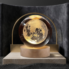 3D Galaxy Crystal Ball Lamp with Wooden LED Base