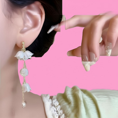 Pearl Korean Flower Earrings for Women