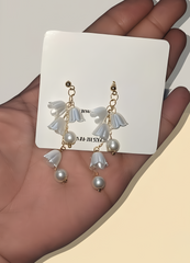 Pearl Korean Flower Earrings for Women